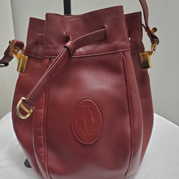 Cartier Vintage Seau Leather Bucket Burgundy Bag - EUC - Picture 2 of 14